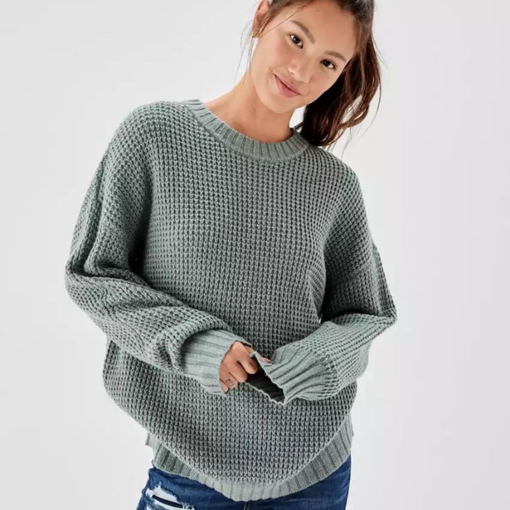 American Eagle Oversized Chunky Knit Sweater | XS | Sage Green